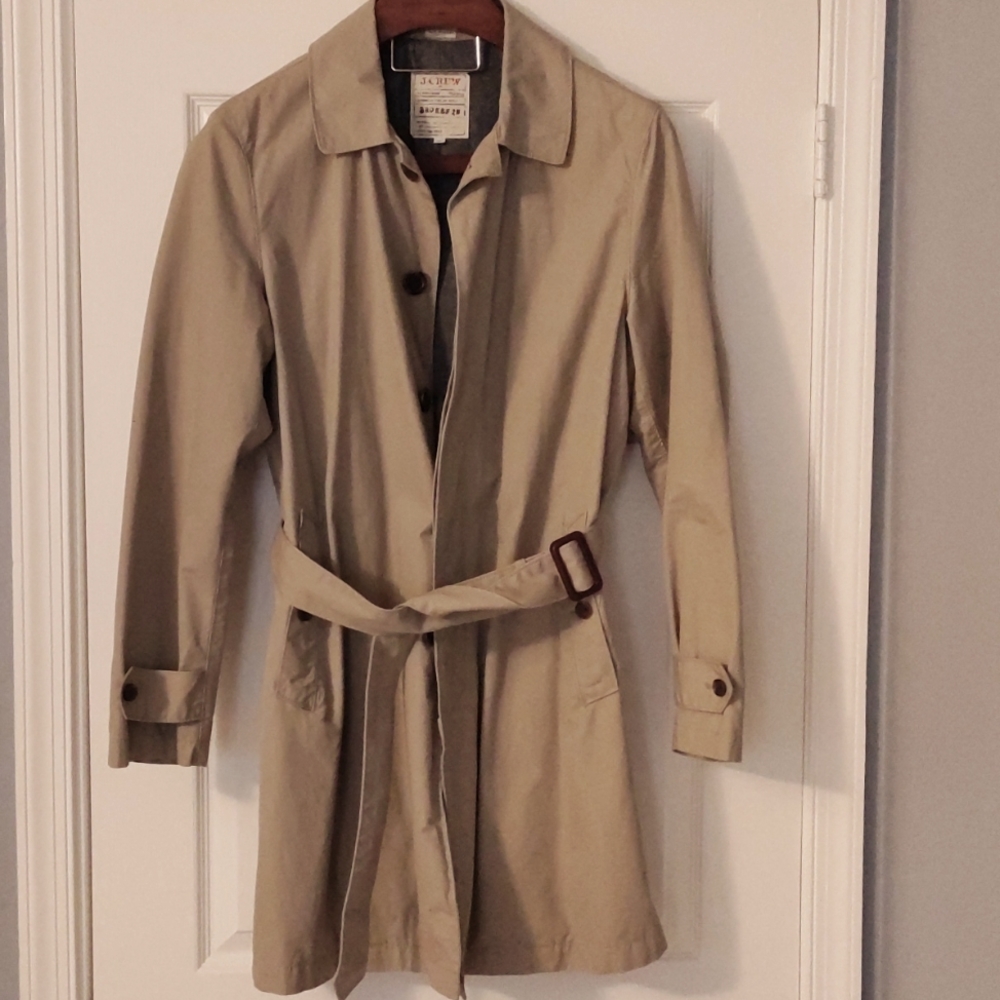 Beige JCrew Cotton Trench Coat. M